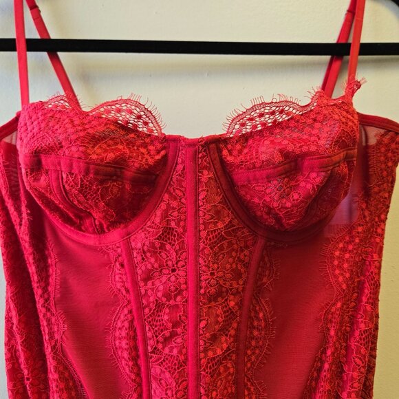NWT Urban Outfitter Modern Love Corset Bustier Coquette Lingerie Top Red Devil C - Picture 3 of 9